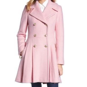 GUESS Pink Double Breasted Wool Blend Coat